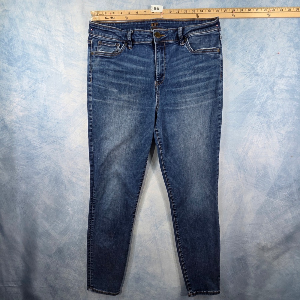 Kut from the Kloth Womens Skinny Jeans Medium Wash Denim Blue Size 14